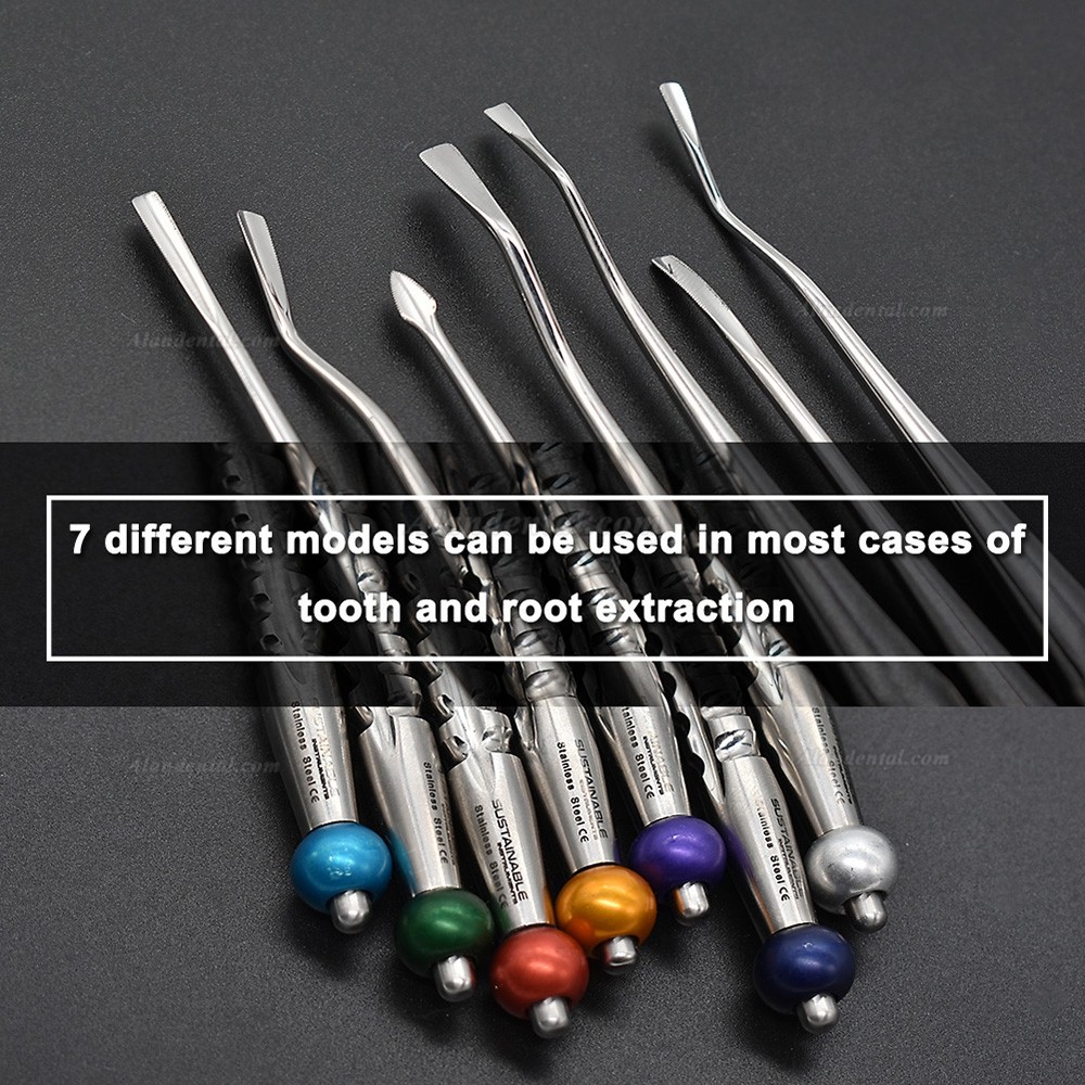 7 Pcs/Kit Tooth Extracting Elevator Dental Extraction Root Minimally Invasive Tooth Extracting Tools With Disinfection Box